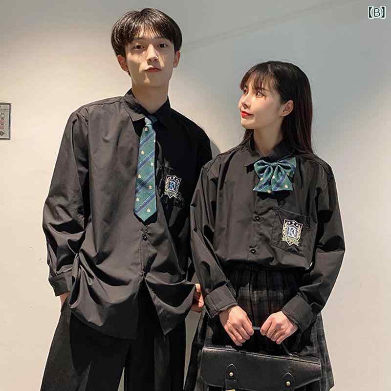 シャツ 長袖 白シャツ 黒シャツ JK制服 学生 制服 ブロード ポリエステル リンクコーデ バンドカラー ブラウス 襟付き トップス レディース メンズ 男女兼用 ユニセックス 普段使い ライブ イベント 発表会 演奏会 舞台 ステージ