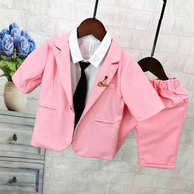 キッズ フォーマル スーツ 半袖 ハーフパンツ 3点セット 小学生 男の子 子供服 発表会 演奏会 結婚式 かわいい 薄手 綿