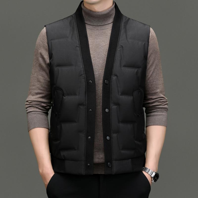 ダウンベスト メンズ 男性用 暖かい 防寒着 秋冬 ファッション トップス 中綿ベスト ゆったり 部屋着 ビジネス カジュアル スタイル 黒 ブラック グレー グリーン