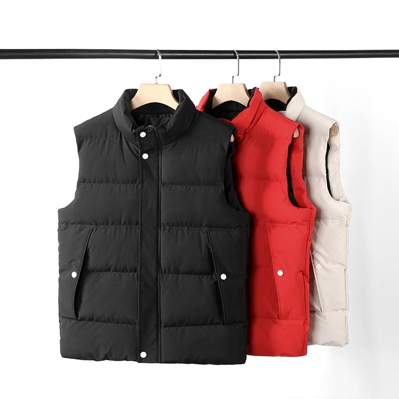 ベスト 男性用 中綿ベスト 秋冬 大? 無地 ポリエステル 防寒 チョッキ アウター カジュアル スタイル 黒 赤 ベージュ