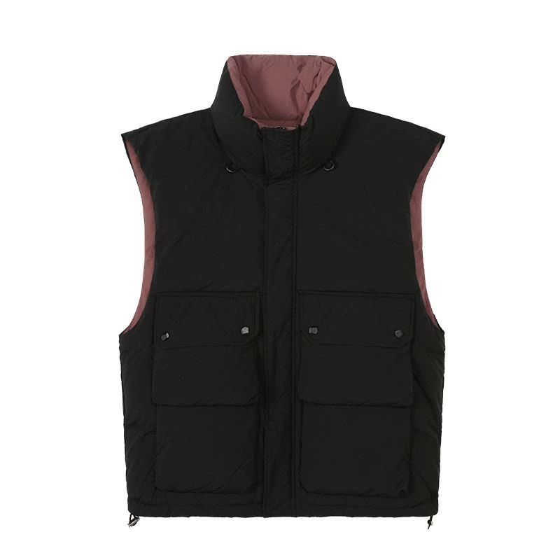 ダウンベスト メンズ 男性用 冬 防寒 中綿ベスト アウター 立襟 暖かい チョッキ カジュアル アウトドア 普段使い ブラック カーキ(4)