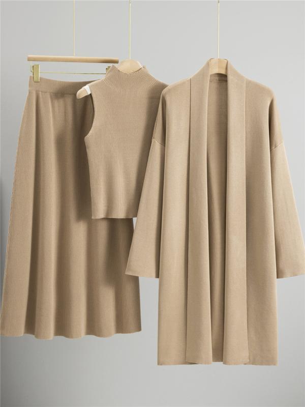 ニットカーディガン レディース 秋冬 ニットパンツ 3点セット 韓国風 ゆったり 高見え 着痩せ カジュア..