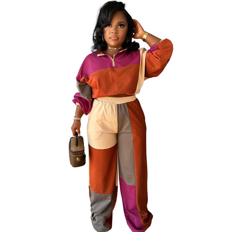 セットアップ レディース 運動着 スポーティー カジュアル 配色 ジャージ 上下セット 幾何学模様 ポリ..