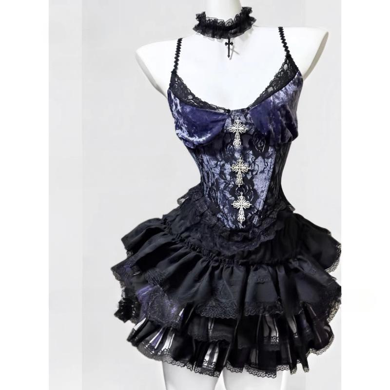 セットアップ レディース キャミソール トップス チュール スカート 韓国風 ファッション ドッキング ワンピース ガーリー フェミニン かわいい おしゃれ