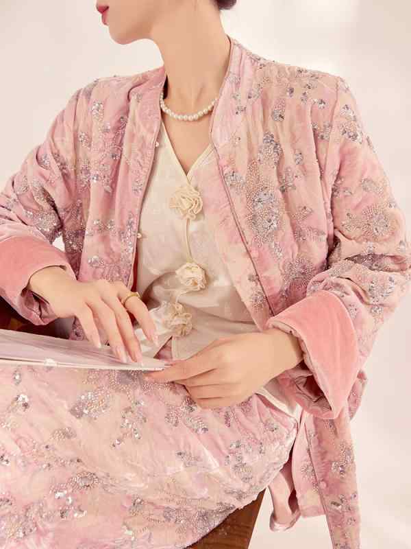 セットアップ レディース チャイナスタイル ジャケット スカート 刺繍 刺? スパンコール 再生繊維 ポリ..