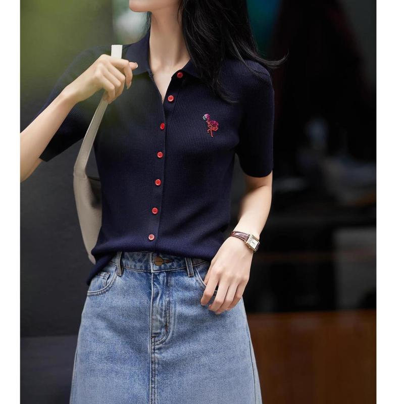 カーディガン レディース 16ゲージ ストレッチ 接触冷感 再生繊維 シルク混紡 ニット トップス 半袖 ポ..