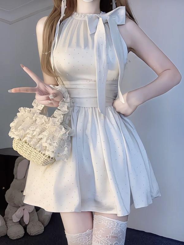 ワンピース レディース ノースリーブ Aライン ミニワンピース 接触冷感 きれいめ かわいい ガーリー 高..