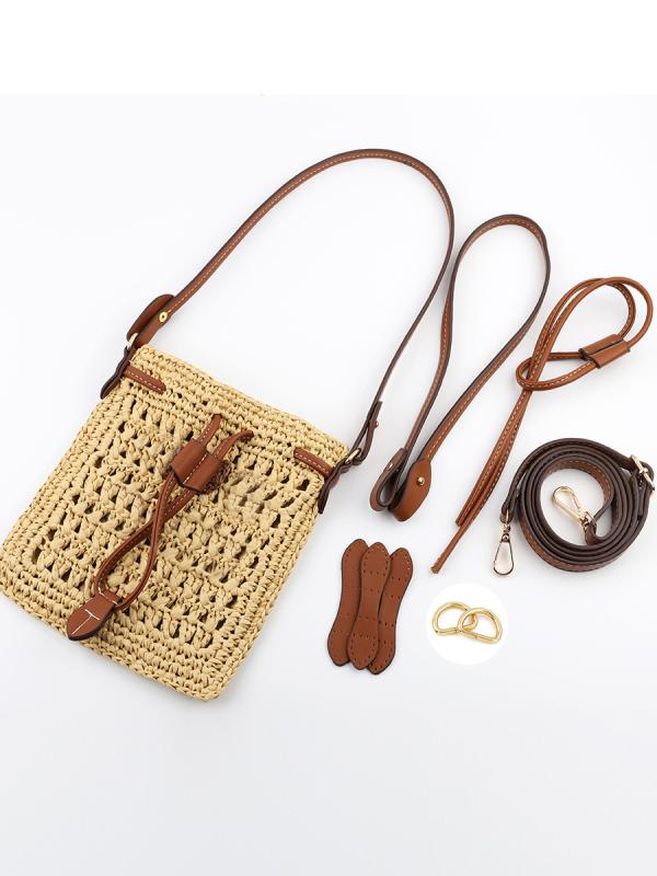 バッグ 材料 キット 手編み ラフィア 草 PU 鞄 カバン ベルト ショルダーバッグ ストラップ 巾着