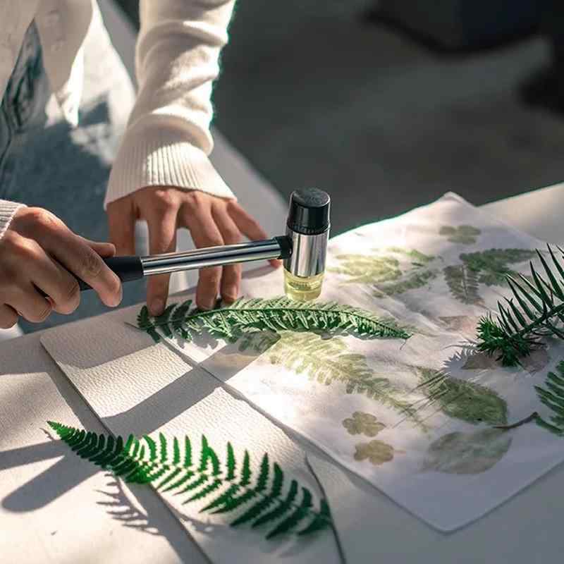 子供用 DIY 手作り ハンマーたたき染め キット (幼稚園児向け) 綿 平織 夏 植物柄 拓染ツール 明礬 固..