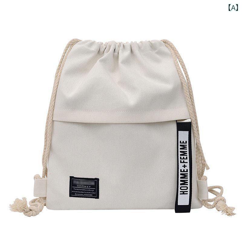 リュック レディース 帆布 撥水 軽量 ドローストリング 大容量 シンプル カジュアル 旅行 スポーツ アウトドア 通勤 通学 白 黒 赤 2