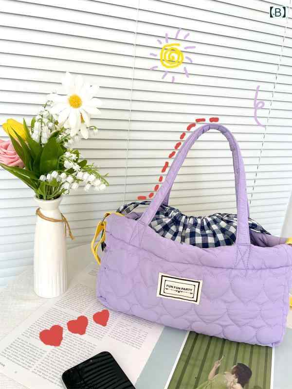 トートバッグ レディース 親子 秋冬 繻縫 束口 格子柄 肩掛け 手提げ かわいい コットン 普段使い 3