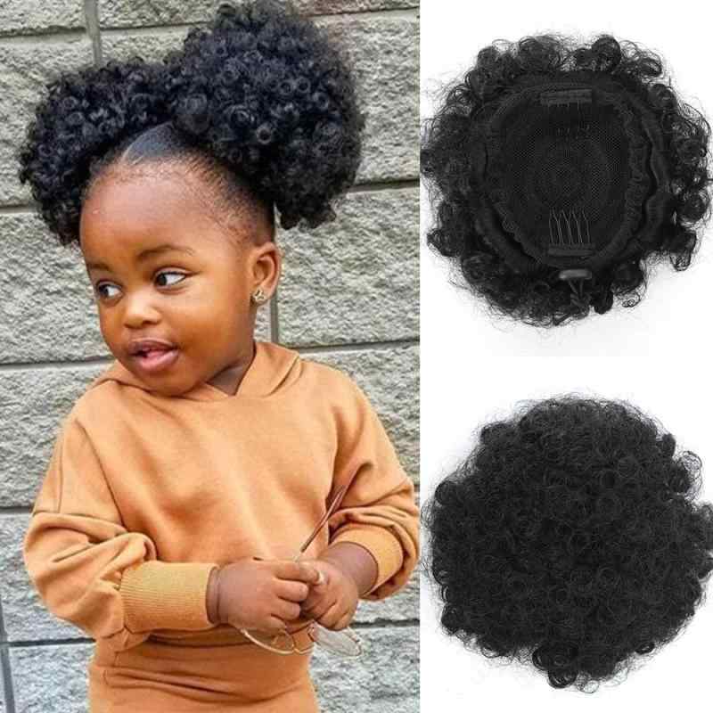 ウィッグ レディース キッズ アフリカ 子供用 エクステ ポニーテール 高温耐熱 小卷 カール シュシュ ..