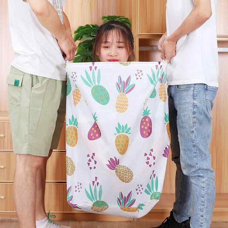 収納袋 大容量 布団収納ケース ランドリーバッグ 持ち運び 引っ越し 筒型 綿麻製 100L 140L 模様 芭蕉..