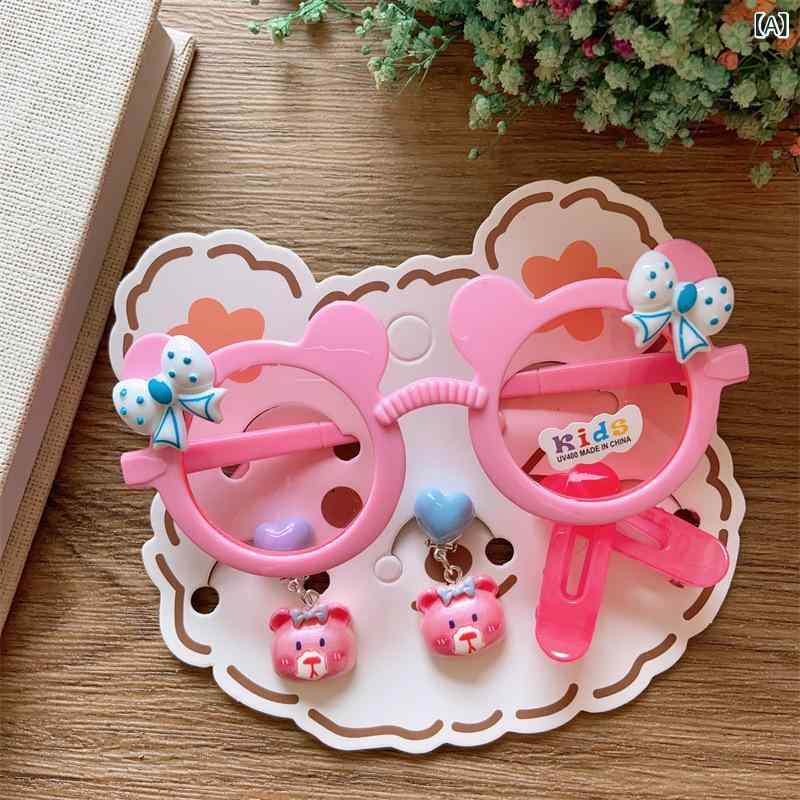 ヘアアクセサリー 子供 女の子 花柄 サングラス レインボー イヤーカフ ヘアゴム 5点セット ギフト か..