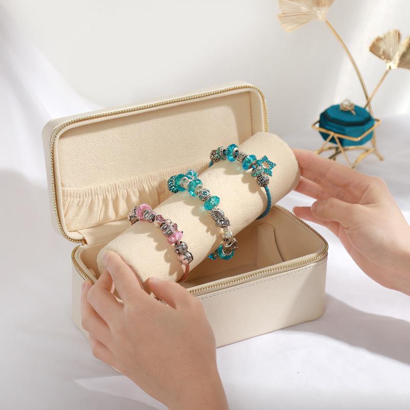 アクセサリーケース レディース メンズ ブレスレット ネックレス 収納ボックス PUレザー 大容量 ベージ..