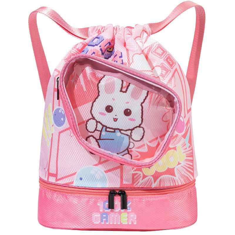 キッズ 水泳バッグ 女の子 リュック かわいい カートゥーン 防水 乾湿分離 多用途 ポリエステル製 シュ..