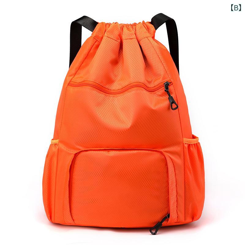 リュックサック レディース メンズ ジム バッグ 巾着袋型 防水 軽量 折りたたみ スポーツ 旅行 収納 鞄 バスケットボール 大容量 ブラック オレンジ ブルー ピンク系 ネイビー 3