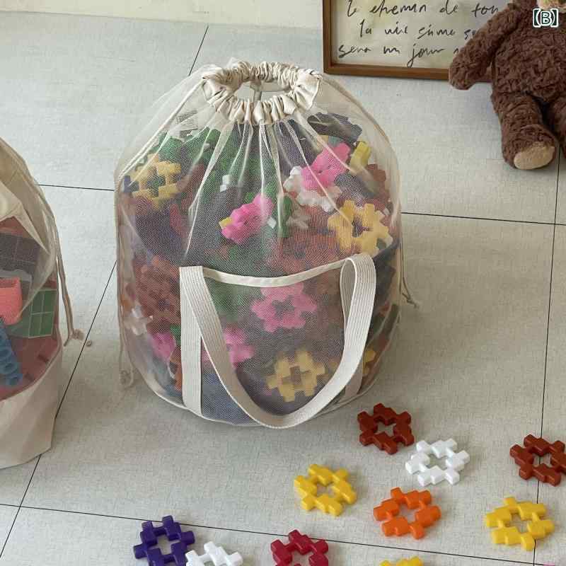 子供用 おもちゃ収納袋 透明 巾着袋 大容量 仕分け 整理 布製 旅行 洗濯用品 ランドリー収納 ポーチ インナーバッグ 巾着袋 3