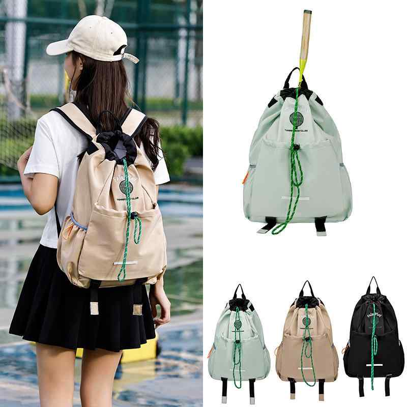 リュック レディース 大容量 キャンバス 巾着型 スポーツバッグ テニス バドミントン 幾何学模様 通気..