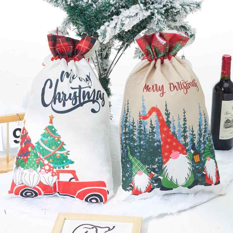クリスマス ギフト バッグ サンタクロース リュック 麻布風 デジタルプリント 巾着袋 かわいい 子供用 ..