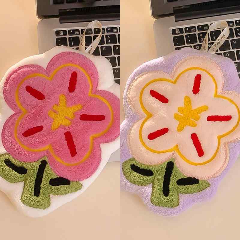 タオル ハンカチ かわいい 刺繍 吸水 速乾 厚手 コーラルベルベット 家庭用 トイレ 子供用 キッチン