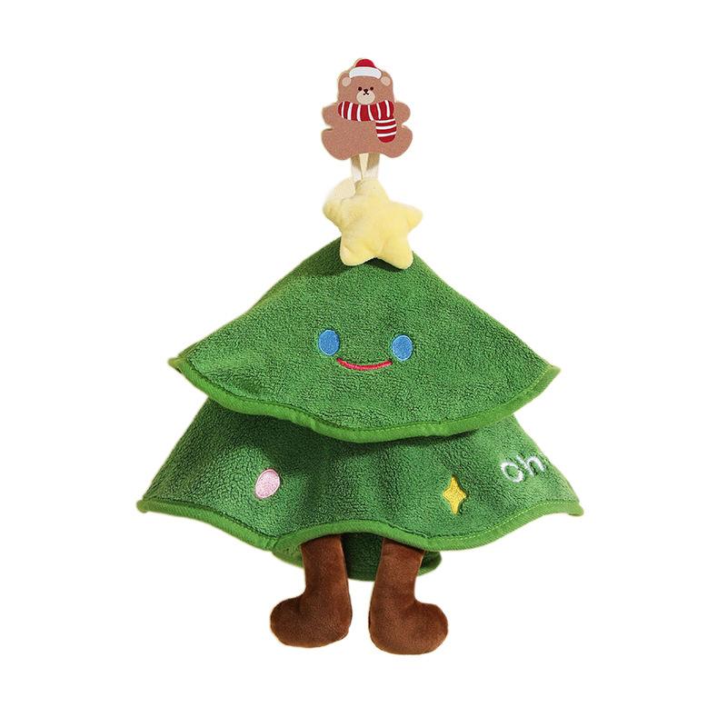 タオル ハンカチ クリスマスツリー ハンドタオル 珊瑚? かわいい 吸水 速乾 キッチン