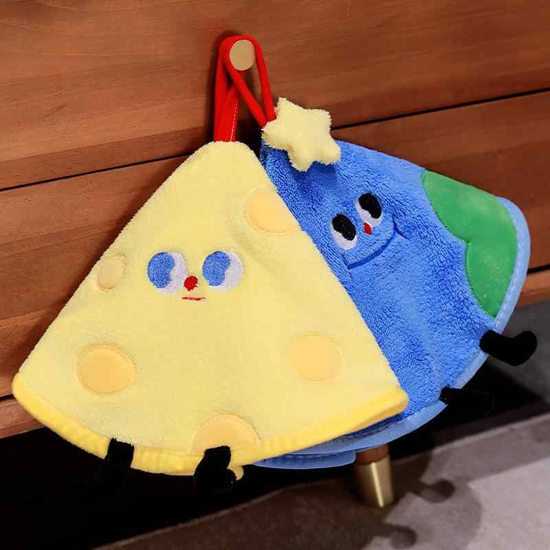 タオル キッズ かわいい 丸形 地球 チーズ クッキー 珊瑚 ベルベット 吊り下げ 子供用 キッチン トイレ 吸水 速乾