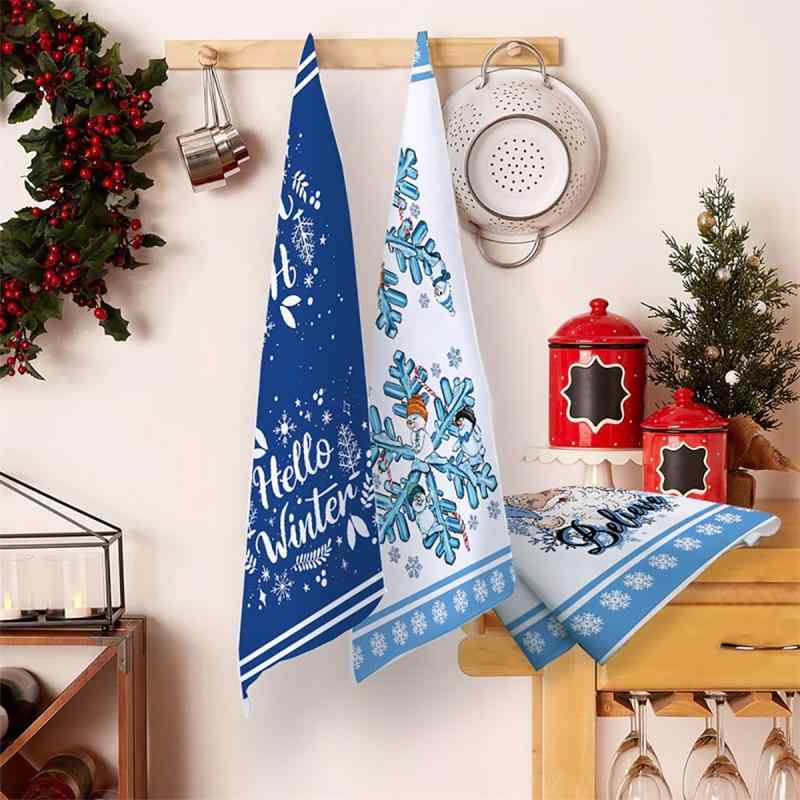 キッチンタオル 超極細繊維 洗える クリスマスツリー柄 ふきん 食器拭き 台拭き ギフト