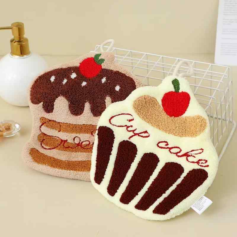 タオル キッズ 子供用 ケーキ型 吊り下げ ループ付き 吸水 速乾 厚手 珊瑚マイヤー かわいい チョコレートケーキ 普段使い
