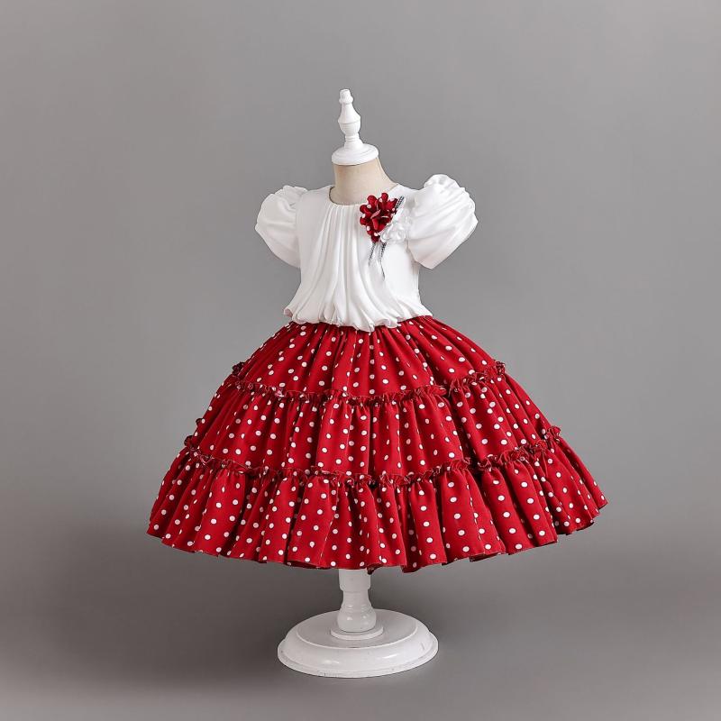 ワンピース 子供 女の子 プリンセスドレス Aライン 発表会 演奏会 パーティードレス ポリエステル 花柄..