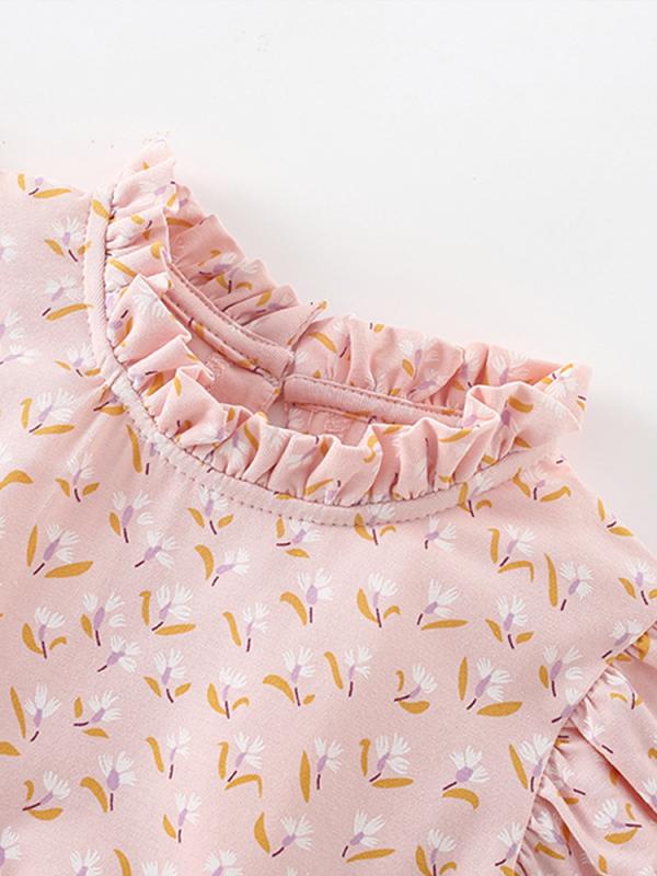 ワンピース 女の子 プリンセスドレス 子供服 半袖 膝丈 コットン 花柄 ドット柄 100 110 120 130 140 150