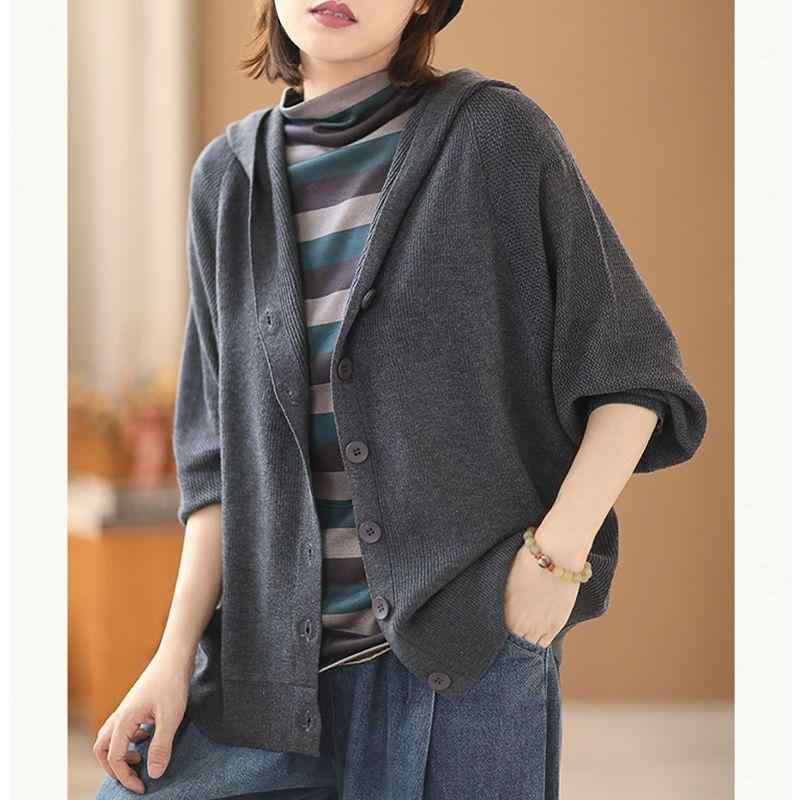 カーディガン レディース 大きいサイズ 秋冬 ニット ?帽 コットン ゆったり 体型カバー 長袖 トップス ..