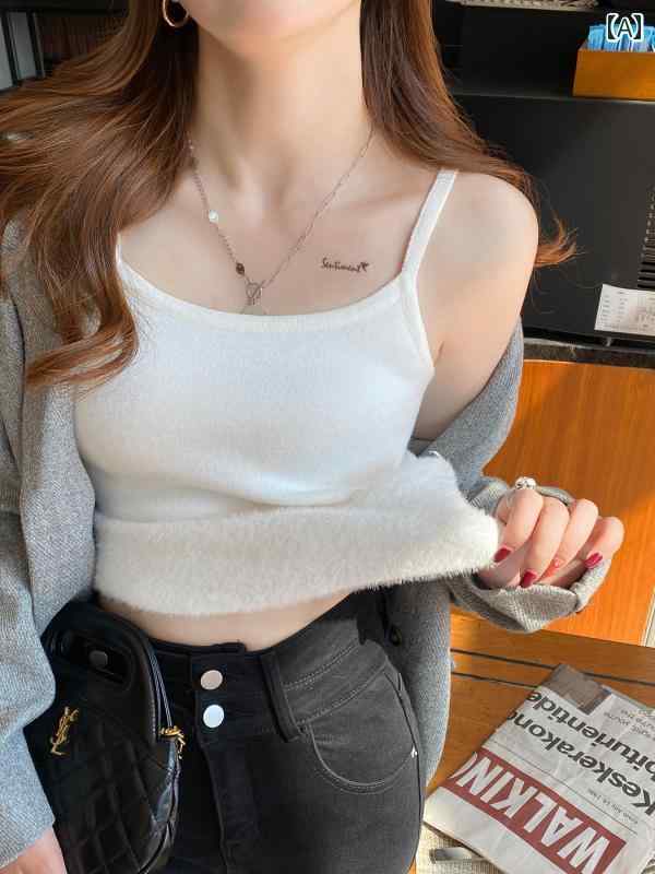 キャミソール 秋 冬用の 女性用 ふわふわで 厚手の キャミソール ベスト、 スーツ用の新 スタイル、 ス..