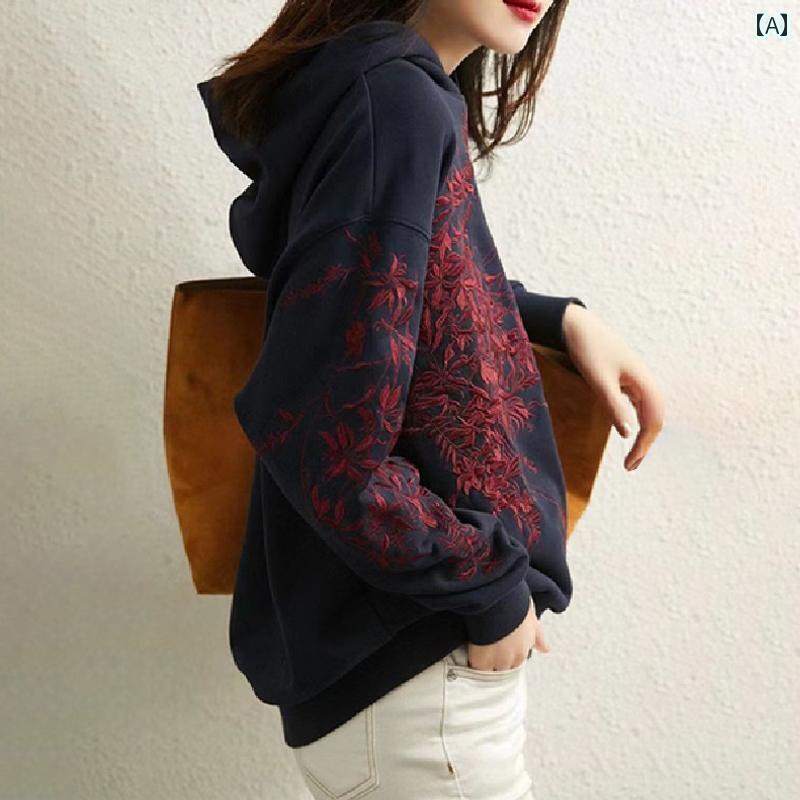 人気のある冬の刺繍入りロングスリーブパーカーで、幅広いカジュアルな大きいサイズファッショナブルなアウター。