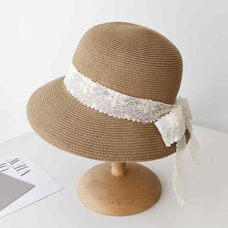 秋冬 コーデ レディース ファッション オシャレ アイテム カワイイ シンプル 大人カワイイ フレッシュ レース フィッシャーマン ハット 帽子 韓国スタイル 旅行 日焼け防止 海辺 麦わら(4)