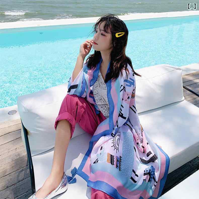 レディース ショール 薄手 大判スカーフ ストール 春夏秋冬 リネンコットン ポリエステル エスニック柄..