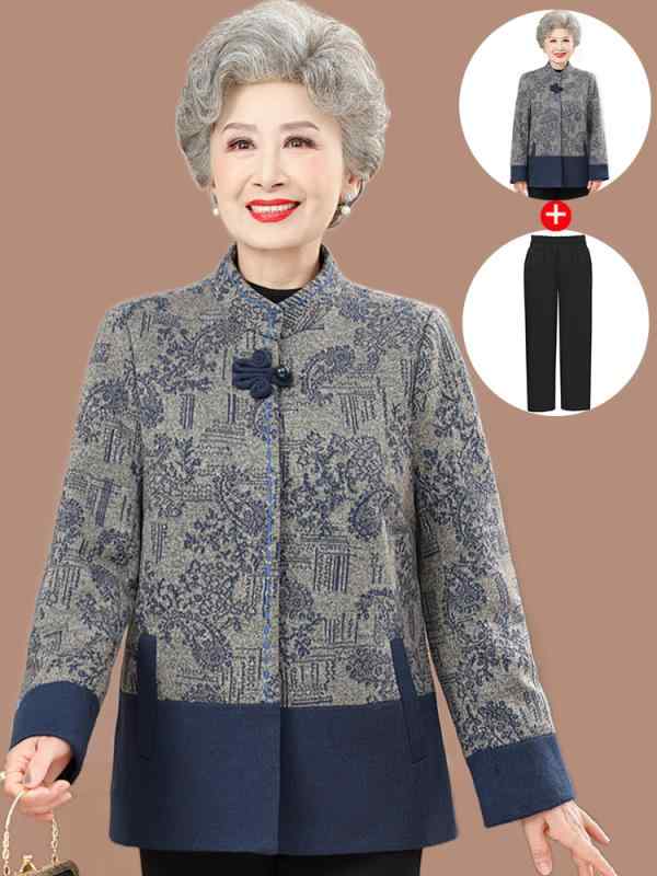 婦人服 おばあちゃん 秋冬 コート お母さん 大きいサイズ ウール トップス 60歳 70歳 妻 高 ...