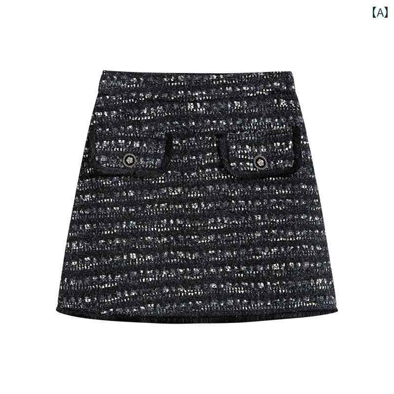 スカート ミニ ガーリー レディース レトロ 魅力的 メイラード 秋冬 A ライン おしゃれ(4)
