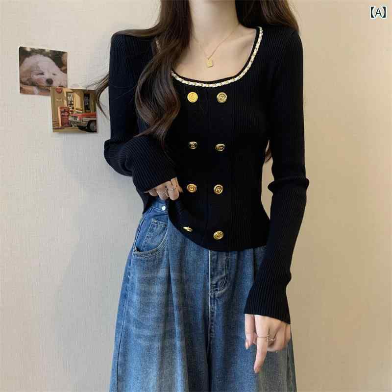 秋冬 レディース 大きいサイズ エレガント ニット シャツ 体型カバー...(4)