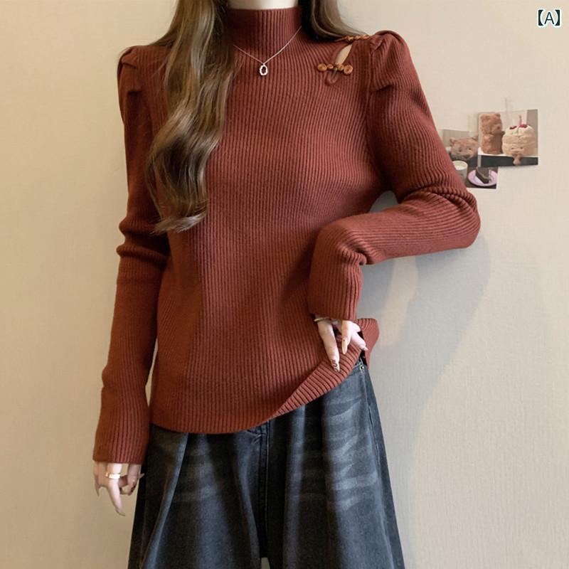 セーター 大きいサイズ 中国風 エスニック レトロ トップス レディース 秋冬 厚手 長袖 ニット ファッ..