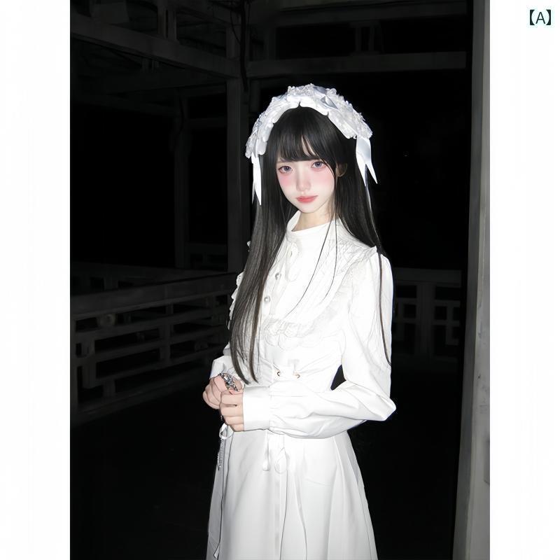 レディース ワンピース かわいい フランスの 白い 秋冬 ベースのの ドレス 小さい 高級 ロング ウエス..