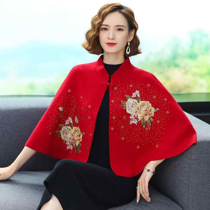 ドレス レディース 秋 冬 春 ファッション ケープ 短い ショルダー 刺繍 ホット ハイエンド チャイナ アウターウェア(4)