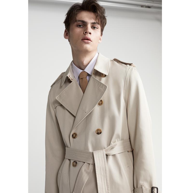 トレンチコート メンズ メンズ用 ミドル丈 ダブルブレスト 襟付き 英国風 スタイリッシュ 性 カジュアル カーキ 春秋冬 アウター