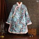 ワンピース レディース チャイナドレス風 改良 中華風 ロング丈 コート 中綿 厚手 防寒 スタンドカラー 斜め襟 長袖 冬 普段使い デイリーアウター 文芸調...