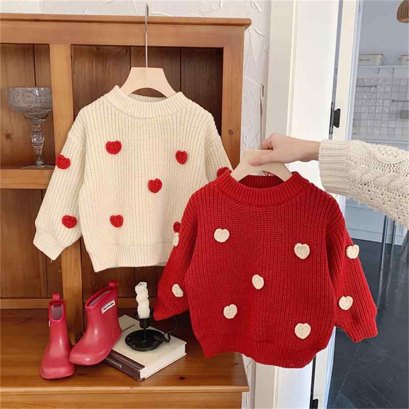 ニット セーター キッズ 女の子 ベビー 子供 春秋 冬 かわいい おしゃれ カジュアル スイート ハート柄..