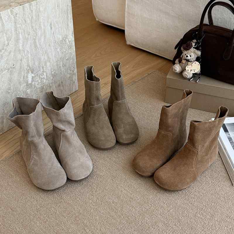 ブーツ レディース くしゅくしゅ ルーズ ウエスタン スノーブーツ 防寒 保温性 耐摩耗性 細見え効果 フ..