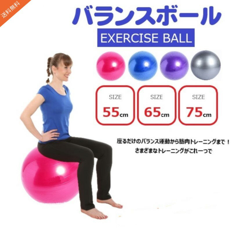 バランスボール 【送料無料】Mies′ バランスボール 55cm 65cm 75cm フットポンプ付き 男女兼用 4色 厚い アンチバースト 滑り止め スポーツ バランス ボール フィットネスボール ピラティスボール ヨガ 椅子 ヨガボール ソフト 就寝 家庭用 仕事 プレゼント 母の日