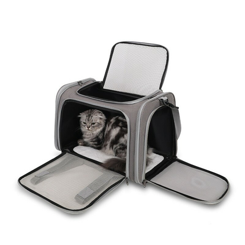 【送料無料】Mies’ M-PGB0003 折り畳み可能 ペットキャリーバッグ メッシュ通気性 軽量 猫・小型犬用 ポータブルバッグ 45×30×30cm 3w...