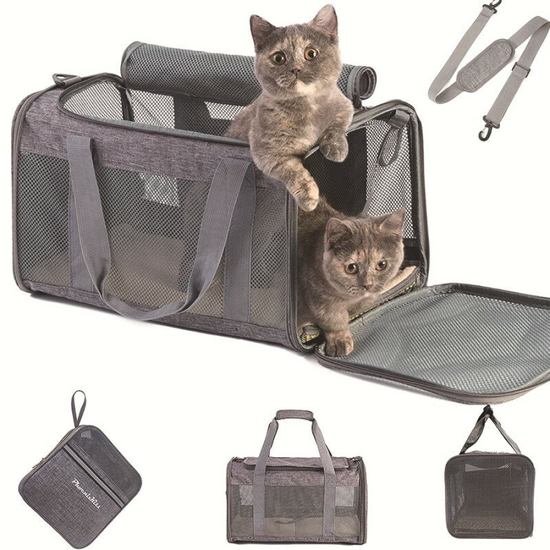 【送料無料】Mies′ 折りたたみ式 猫 キャリー バッグ ペットキャリーバッグ 4way ショルダー 猫用 小型犬 うさぎ用 折り畳み 通気性 車載 ドライブ...