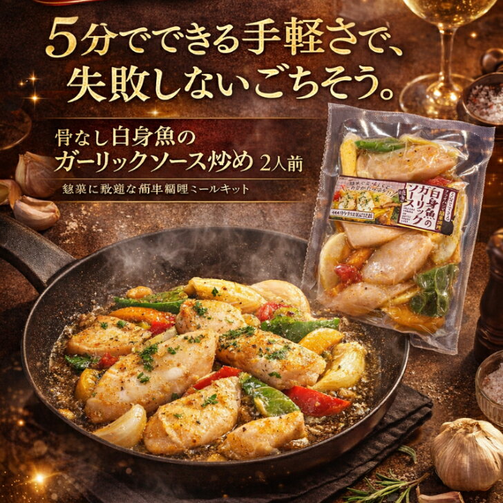 【ミールキット 骨取白身魚のガーリックソース炒め 5袋セット】 冷凍食品 白身魚 ガーリック えび いか 野菜 冷凍 セット 美味しい お取り寄せ おかずセット シーフード 海老 簡単おかず 一人暮らし 冷凍おかずセット 海鮮セット BBQ 自宅用 冷凍総菜セット 簡単ご飯 海鮮 3